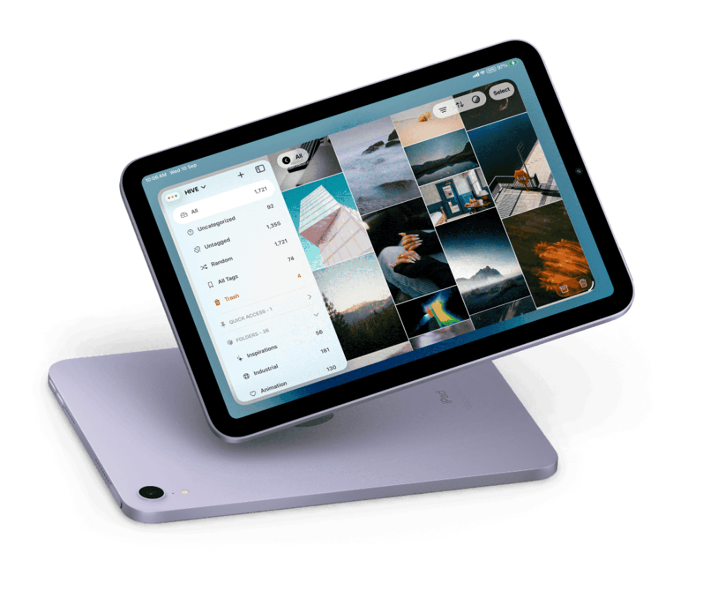 Hive running on iPad for browsing and reviewing active references